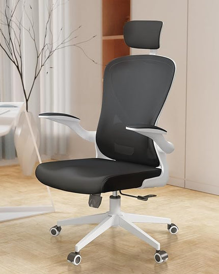 Ergonomic Office Chair - Comfy Desk Chairs with Wheels and Arms, 500LB Heavy Duty Mesh Computer Chairs with Comfortable Head Lumbar Back Support for Office, Bedroom, Study and College Dorm - LeafyLoom