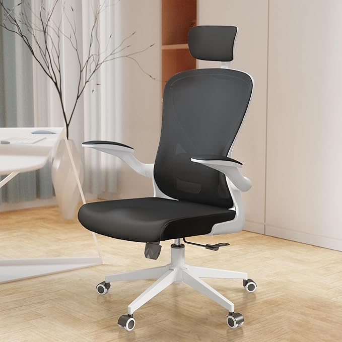 Ergonomic Office Chair - Comfy Desk Chairs with Wheels and Arms, 500LB Heavy Duty Mesh Computer Chairs with Comfortable Head Lumbar Back Support for Office, Bedroom, Study and College Dorm - LeafyLoom