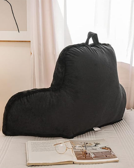 Aimuan Reading Pillow Bed Rest Wedge Large Adult Backrest Pillow with Arms Back Support for Sitting Up in Bed Cushion Incline Rest Sleeping Snoring Pillow, Black Large - LeafyLoom