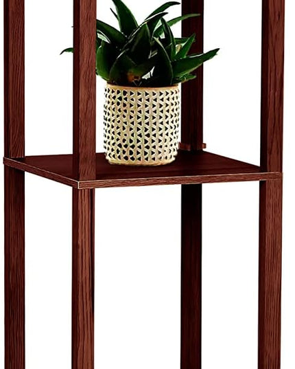Brightech Maxwell - Modern Shelf Floor Lamp with Lamp Shade and LED Bulb - Corner Display Floor Lamps with Shelves for Living Room, Bedroom and Office - Havana Brown - LeafyLoom