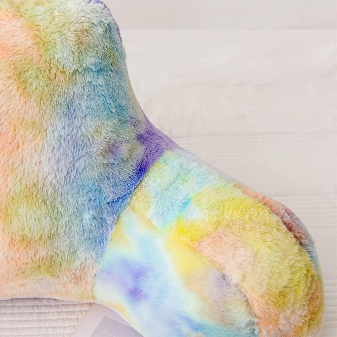 A Nice Night Faux Fur Reading Pillow Bed Wedge Large Adult Children Backrest with Arms Back Support for Sitting Up in Bed/Couch for Bedrest,Tie Dyed Purple - LeafyLoom