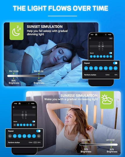 Smart Light Bulbs 4Pack with Remote, A19 E26 800LM LED Color Changing Light Bulb, WiFi & Bluetooth 5.0, Warm to Cool White, Dimmable, RGB Smart Home Lighting Work with Alexa Google Assistant Vanance