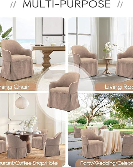 COLAMY Modern Accent Dining Chair Set of 2, Barrel Accent Armchair, 20 Inch Dining Chair with Cover, Chair with Back for Kitchen,Dining Room,Camel - LeafyLoom