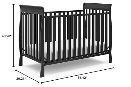 Storkcraft Maxwell Convertible Crib (Black) – GREENGUARD Gold Certified, Converts to Toddler Bed and Daybed, Fits Standard Full-Size Crib Mattress, Classic Crib with Traditional Sleigh Design - LeafyLoom