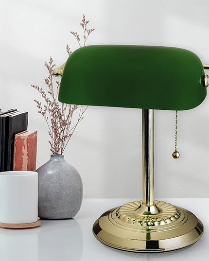 Catalina Lighting Traditional Desk Lamp, Green, Smart Home Capable for Home Office, Dorm, Apartment, Corded with Adjustable Lighting - LeafyLoom