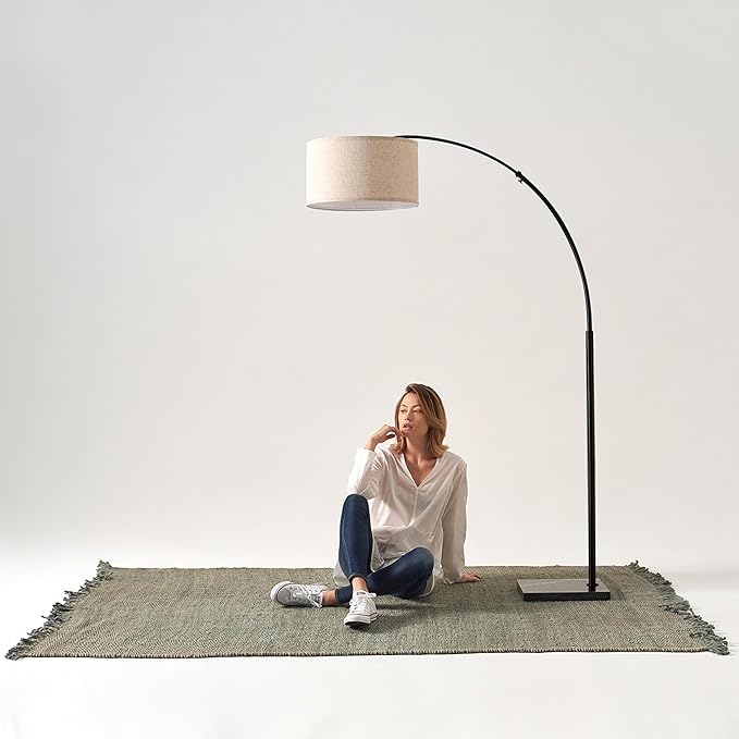Brightech Logan Arc Floor Lamp, Bright Standing Lamp for Living Rooms, Offices & Bedrooms, Modern Living Room Décor, Tall Hanging Floor Lamp for Reading and More – Black - LeafyLoom