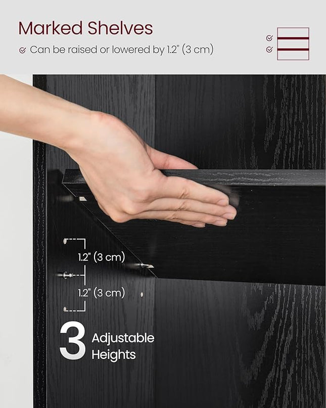 VASAGLE Bookshelf, 31.5 Inches Wide, 3-Tier Open Bookcase with Adjustable Storage Shelves, Floor Standing Unit, Ebony Black ULBC173T56 - LeafyLoom