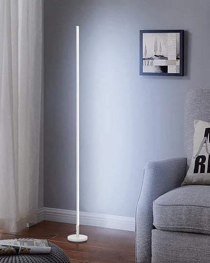 Modern Corner Floor Lamp - 3000K-6000K LED Standing Lamp - Minimalist Dimmable Floor Lamp with Remote Control for Living Room, Bedroom (White) - LeafyLoom