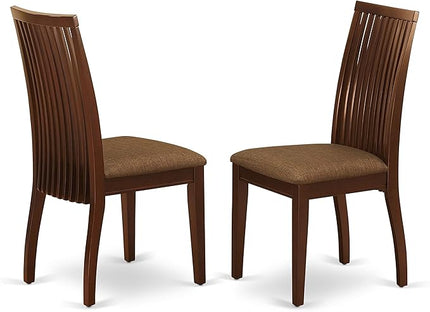 East West Furniture NDIP3-MAH-C Norden 3 Piece Set Contains a Rectangle Dining Room Table with Dropleaf and 2 Linen Fabric Upholstered Chairs, 30x48 Inch, Mahogany - LeafyLoom