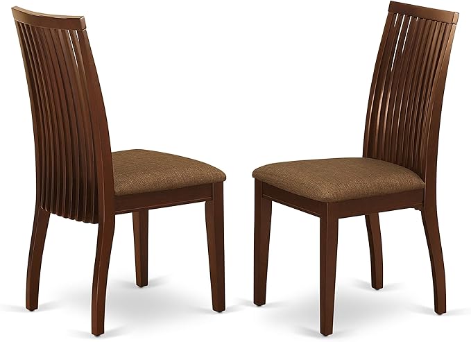 East West Furniture NDIP3-MAH-C Norden 3 Piece Set Contains a Rectangle Dining Room Table with Dropleaf and 2 Linen Fabric Upholstered Chairs, 30x48 Inch, Mahogany - LeafyLoom