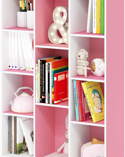 Furinno Luder Bookcase / Book / Storage , 11-Cube, White/Pink - LeafyLoom
