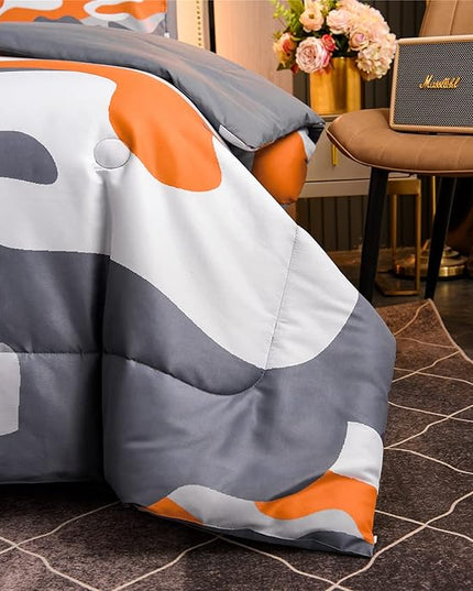 Meeting Story Kids Camo Bedding Set, Army Camouflage Bedding Twin Comforter Set for Boys Girls Teens Bedroom Decoration, 3Pcs (Orange, Twin) - LeafyLoom