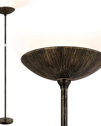 Floor Lamp, Standing Lamp, 20W 2000LM LED Torchiere Floor Lamp, Stepless Dimmable, Touch Control, 3000K Daylight, 50000hrs Lifespan, Floor Lamps for Living Room, Standing Lamps for Bedroom,Bronze - LeafyLoom