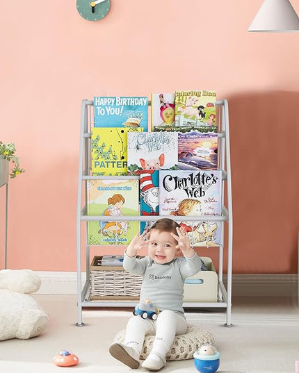 aboxoo Kids Bookshelf Toddler Freestanding for Children Room 18 inches Small Toddler Bookcase Toy Organizer White Stable Bookcase Bookstore Library Book Unit Storage for Small Place - LeafyLoom