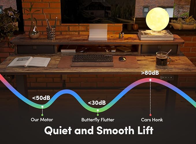 FEZIBO 55 x 24 Inch Height Adjustable Electric Standing Desk with Double Drawer, Stand Up Desk with Storage Shelf, Sit Stand Desk, Rustic Brown - LeafyLoom