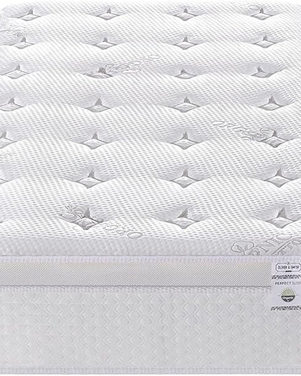 Oliver & Smith 12 Inch Hybrid Twin Bed Mattress Pocketed Coil Spring High Density Cold Foam Polyester Cover Comfort Plush Euro Pillow Top Medium Firm - LeafyLoom