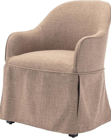 COLAMY Modern Accent Dining Chair, Barrel Accent Armchair, 20 Inch Dining Chair with Cover, Dining Chair with Back for Kitchen,Dining Room,Camel - LeafyLoom
