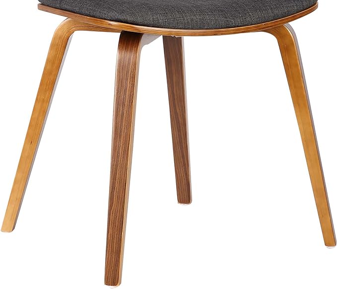 Armen Living Jaguar Dining Chair in Charcoal Fabric and Walnut Wood Finish,Charcoal/Walnut Finish 20D x 18W x 29H in - LeafyLoom