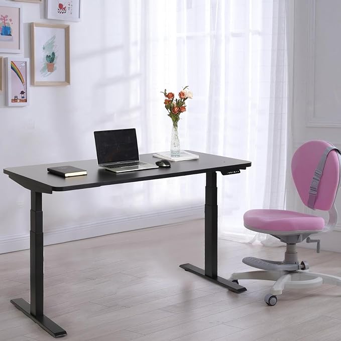 55“*27.5”Height Adjustable Electric Standing Desk with Storage Sit Stand Desk Computer Desk Home Office Desk Memory Controller by BOSCH Motor by BOSCH (Wood/Black Frame 55 * 27.5) - LeafyLoom