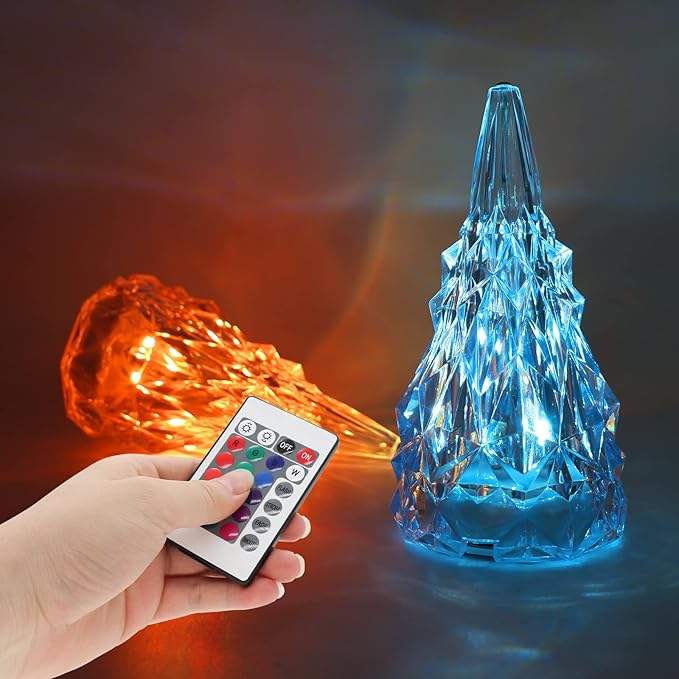 Iceberg Shape Crystal Touch Lamp RGB Tablelamp Night Light, Colorful Remote Control USB Rechargeable Dimmable Creative Lovely Gift Bedside Lights for Home Bedroom Decor - LeafyLoom
