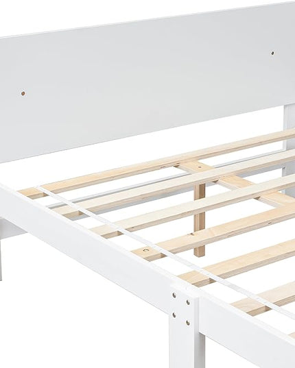 Full Bed with Footboard Bench, Full Kid Bed with Headboard, Wood Slat Support, Cute Kid Bed Frame with Book Storage Space, Full Car Bed for Boys Girls Bedroom, No Box Spring Needed, Grey - LeafyLoom