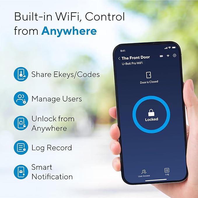 ULTRALOQ U-Bolt Pro WiFi Smart Lock with Door Sensor, 8-in-1 Keyless Entry Door Lock with Fingerprint ID, App Remote Control, Built-in WiFi Keypad Deadbolt, Auto Unlock, IP65 Waterproof, Easy Install ULTRALOQ