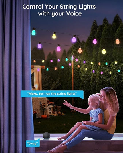 Govee Smart Outdoor String Lights H7020, RGBIC Warm White 48ft LED Bulbs for Outdoor Decor, WiFi Patio Lights Work with Alexa, Google Assistant, APP Control, IP65 Waterproof Govee