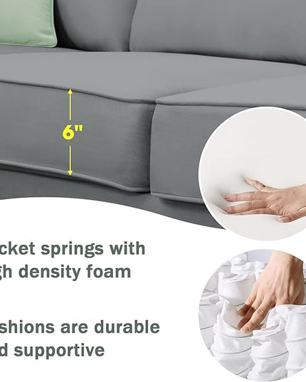 93" Sectional Couch with Vertical Stripes-Armless Modular Sofa with Convertible Ottomans, Freely Combinable Sectionals for Living Room, Apartment - LeafyLoom