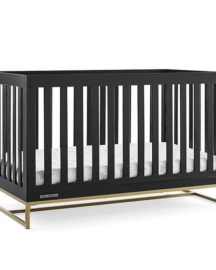 Delta Children Jade 4-in-1 Convertible Crib - Greenguard Gold Certified, Ebony/Bronze - LeafyLoom