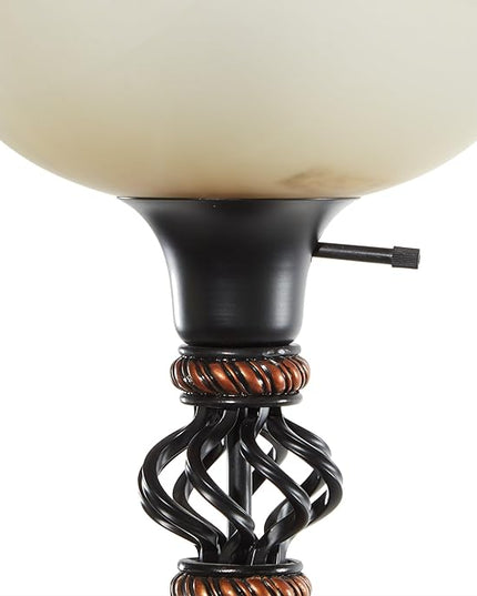 Deco 79 Metal Room Torchiere Antique Style Floor Lamp, Standing Lamp 15" x 15" x 70", Black - LeafyLoom