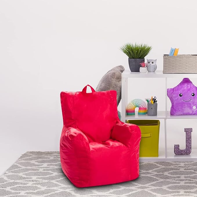 Posh Creations Bean Bag Structured Seat for Toddlers and Kids, Comfy Chair for Children, Pasadena, Red - LeafyLoom