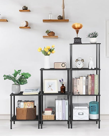 melos 2 Tier Bookshelf, Classically Tall Bookcase Shelf Storage Organizer, Modern Book Shelf for Bedroom, Living Room and Home Office, Black - LeafyLoom