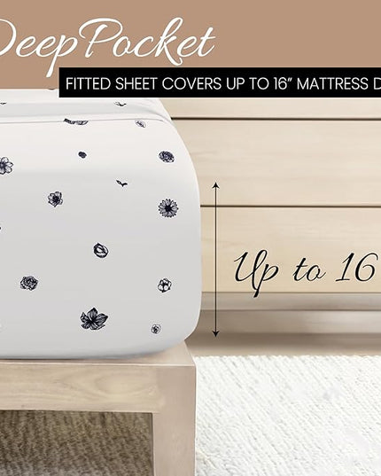 Linen Market 3 Piece Twin Bedding Sheet Set (Navy Blue Flowers) - Sleep Better Than Ever with These Ultra-Soft & Cooling Bed Sheets for Your Twin Size Bed - Deep Pocket Fits 16" Mattress - LeafyLoom