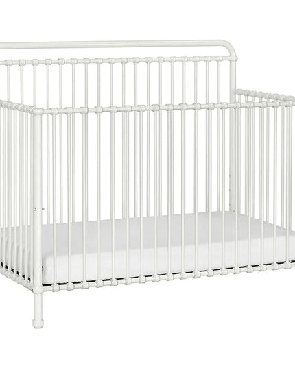 Namesake Winston 4-in-1 Convertible Metal Crib in Washed White, Greenguard Gold Certified - LeafyLoom