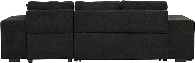 Convertible Futon Bed, Button Tufted Folding Sleeper Adjustable Backrest,Wooden Frame & 2 Pillows Small Sofa & Couches for Living Room,Apartment,Home Decor, Black 104.5" - LeafyLoom