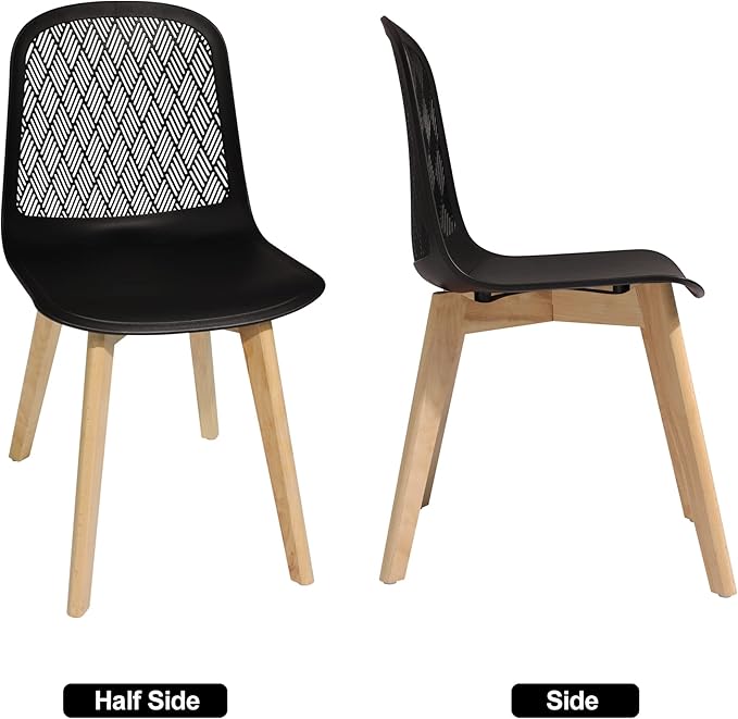 Armless Modern Chairs with Wood Legs for Living, Bedroom, Kitchen,Dining,Lounge Waiting Room, Restaurants, Cafes, Set of 2… - LeafyLoom