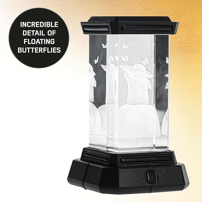 Paladone Grogu Holographic Light, 3D Laser-Etched Crystal Model of Grogu from The Mandalorian, 12cm (4.7") Tall Lighting and Star Wars Decor - LeafyLoom