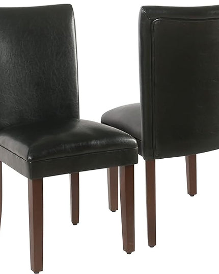 HomePop Parsons Upholstered Accent Dining Chair, Set of 2, Black Faux Leather - LeafyLoom