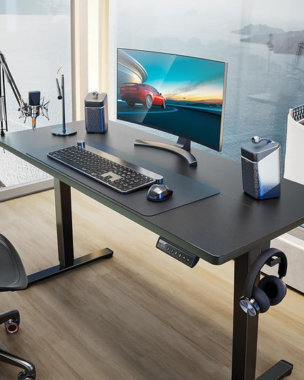 ErGear Height Adjustable Electric Standing Desk, 48 x 24 Inches Sit Stand up Desk, Memory Computer Home Office Desk (Black) - LeafyLoom