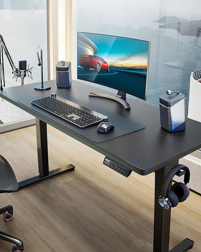ErGear Height Adjustable Electric Standing Desk, 48 x 24 Inches Sit Stand up Desk, Memory Computer Home Office Desk (Black) - LeafyLoom