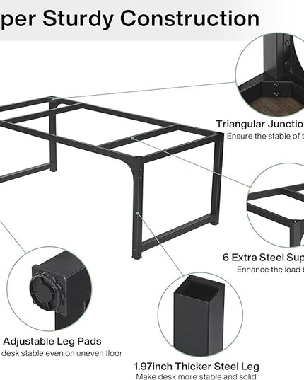 Tribesigns Modern Computer Desk, 63 x 31.5 inch Large Office Desk Computer Table Study Writing Desk Workstation for Home Office, Grey/Black - LeafyLoom