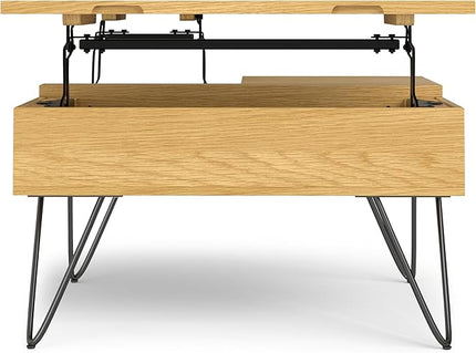 SIMPLIHOME Hunter Lift Top Square Coffee Table, 32 inch, Oak - LeafyLoom