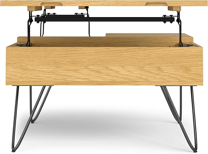 SIMPLIHOME Hunter Lift Top Square Coffee Table, 32 inch, Oak - LeafyLoom
