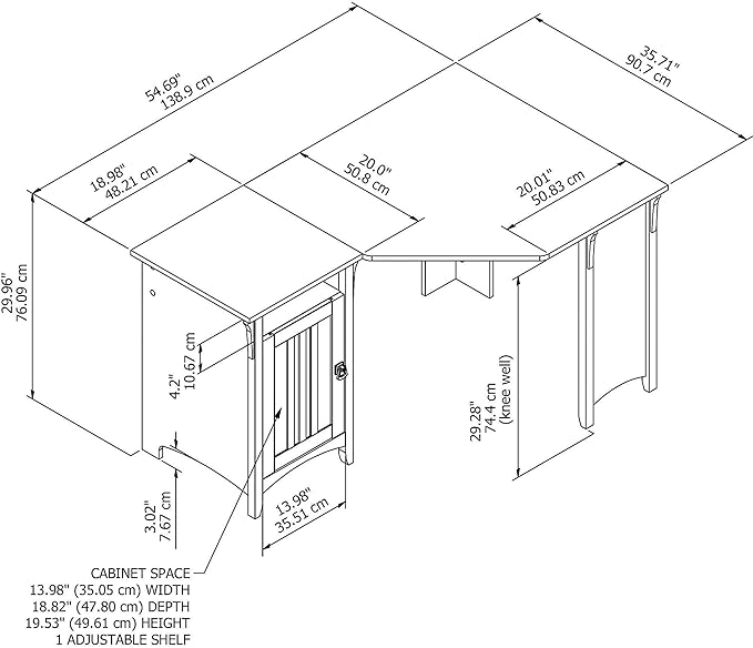 Bush Furniture Salinas 55 Inch W Corner Desk with Storage Cabinet, Cape Cod Gray (SAD155CG-03) - LeafyLoom