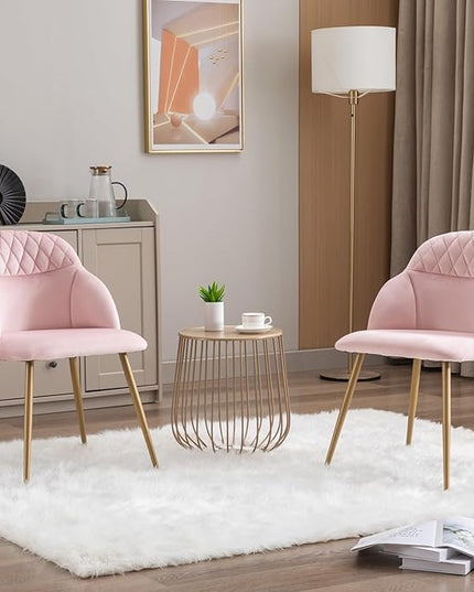 Velvet Dining Chairs Sets of 2, Modern Upholstered Accent Side Chairs with Gold Metal Legs for Kitchen Living Bed Room - LeafyLoom