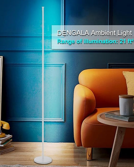 Modern Corner Floor Lamp - 3000K-6000K LED Standing Lamp - Minimalist Dimmable Floor Lamp with Remote Control for Living Room, Bedroom (White) - LeafyLoom