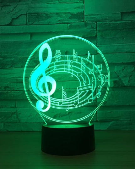 Music Note Shaped 3D Optical Illusion Lamp 7 Colors Change Timing Remote Control and Touch Button LED Table Desk Lamp for Home Bedroom Decoration - LeafyLoom