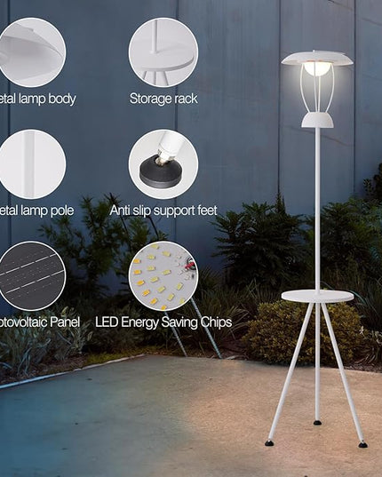 Outdoor Floor Lamp is Solar Powered, Equipped with Three Level Dimming Outdool Solar Lamp, and a Windproof Outdoor Floor Lamp with a Table, Suitable for Terraces, Decks, and Outdoor Spaces - LeafyLoom