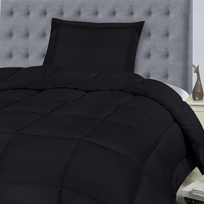 Utopia Bedding Twin Comforter Set Kids with 1 Pillow Sham, Bedding Comforter Sets, Down Alternative Black Comforter, Soft and Comfortable, Machine Washable (Pack of 6) - LeafyLoom