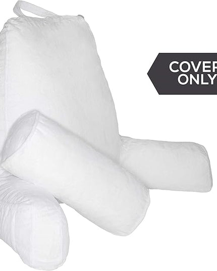 Husband Pillow XXL Cover Only White, Cozy Microfiber Bed Rest Pillow Cover with Arms - Array of Colors - Generous Side and Back Pockets for Your Favorite Comfy Reading Pillow - LeafyLoom